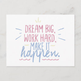 Dream Big Work Hard Motivation Gift Briefkaart Quo