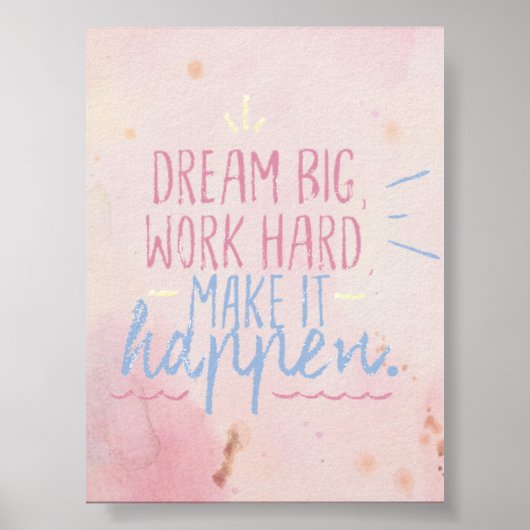 DREAM BIG WORK HARD POSTER (Voorkant)