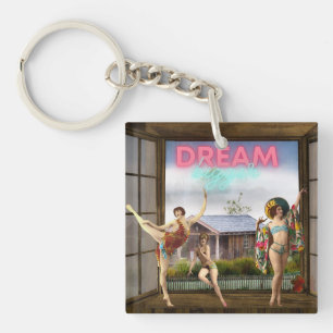 Dream Bigger Altered Art  dansers Sleutelhanger