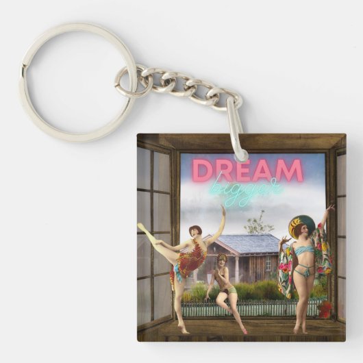 Dream Bigger Altered Art dansers Sleutelhanger (voorkant)