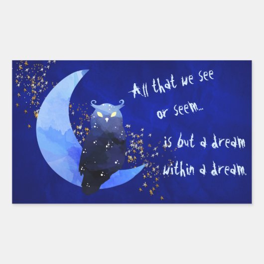 Dream Binnen een Dream Owl en maan Rechthoekige Sticker (Voorkant)