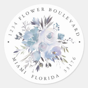 Dream Blue   Bruiloft Botanische retour adres Ronde Sticker