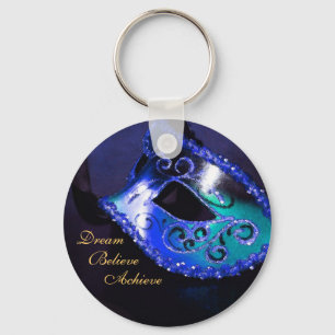 Dream Blue Masquerade Mask Inspirerend Sleutelhang Sleutelhanger