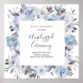Dream Blue Square Unplugged Wedding Ceremony Sign Poster (Voorkant)