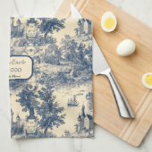 Dream Castle Classic Blue en Ivory Toile de Jouy Theedoek (Quarter Fold)