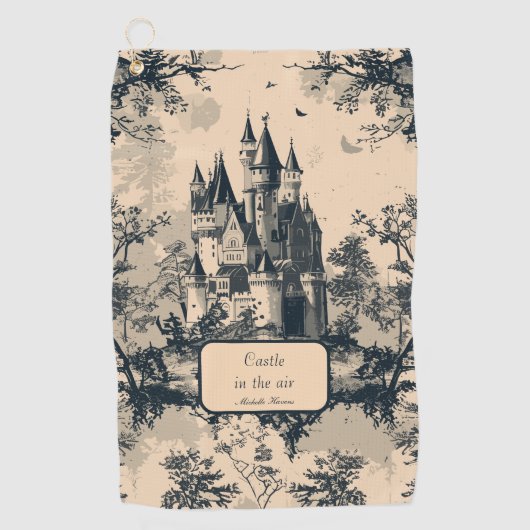 Dream Castle Midnight en Ivory Toile de Jouy Golfhanddoek (Voorkant)