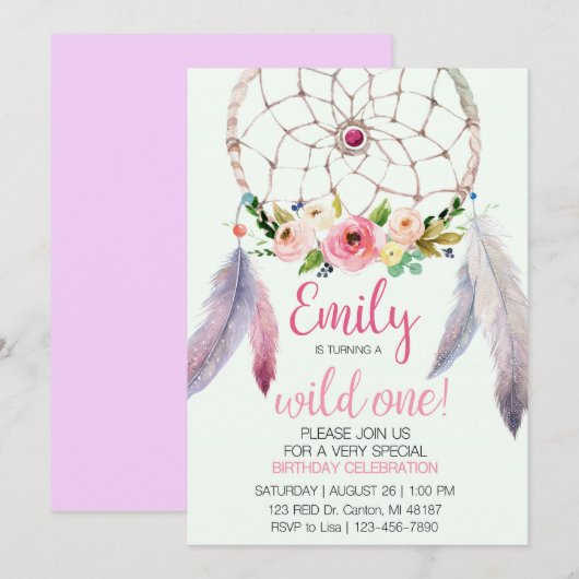 Dream Catcher 1st Birthday Kaart (Voorkant / Achterkant)