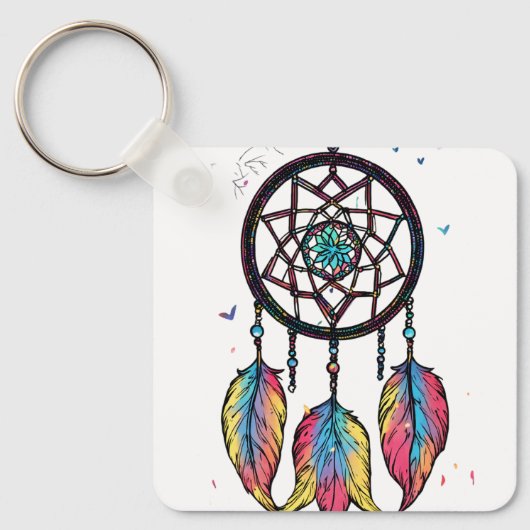 Dream Catcher Aluminium Vierkante Sleutelhanger (Voorkant)