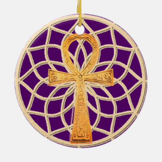 Dream Catcher Ankh Keramisch Ornament (Achterkant)