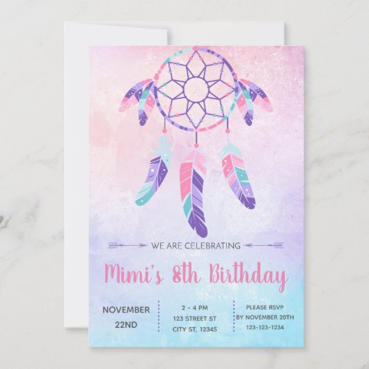 Dream Catcher Birthday Invitation Kaart (Voorkant)