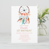 Dream Catcher, Boho Birthday Uitnodiging (Staand voorkant)