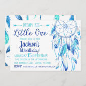 Dream Catcher Boy Eerste Verjaardag Uitnodiging (Voorkant / Achterkant)