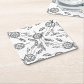 Dream Catcher Design Vierkante Kartonnen Onderzetter (Schuin)