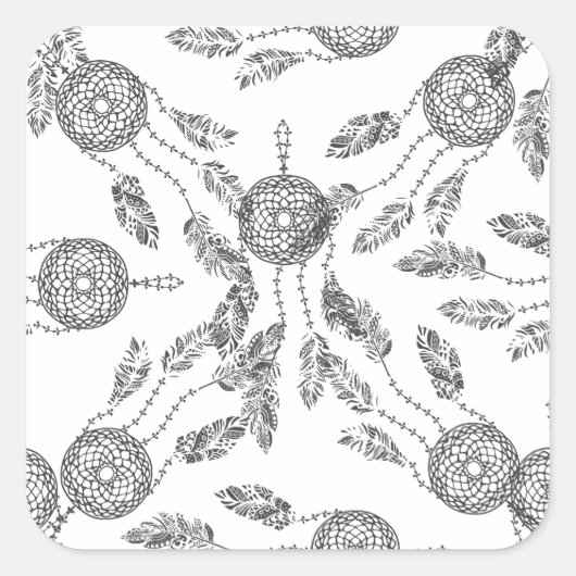 Dream Catcher Design Vierkante Sticker (Voorkant)