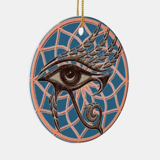Dream Catcher Eye of Horus Blue Keramisch Ornament (Rechts)