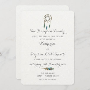 Dream Catcher Handschilderde Waterverf White Weddi Kaart