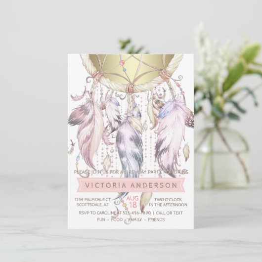 Dream Catcher Invitations de fête d'anniversaire (Debout devant)