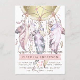 Dream Catcher Invitations de fête d'anniversaire