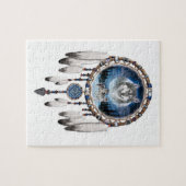Dream Catcher met wolf achtergrond Legpuzzel (Horizontaal)