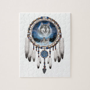 Dream Catcher met wolf achtergrond Legpuzzel