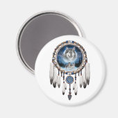Dream Catcher met wolf achtergrond Magneet (Voorkant / Achterkant)