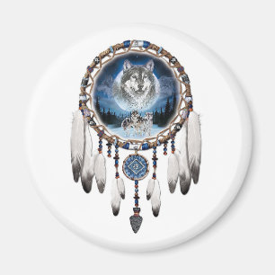 Dream Catcher met wolf achtergrond Magneet