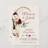 Dream Catcher Moon Peach & Burgundy Boho Wedding Kaart (Voorkant / Achterkant)