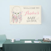 Dream Catcher Roze Grijs Ivoor Veren Spandoek (Beurs)