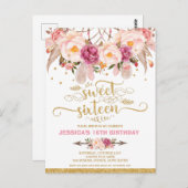 Dream Catcher Sweet 16 Verjaardag Uitnodiging Boho (Voorkant / Achterkant)