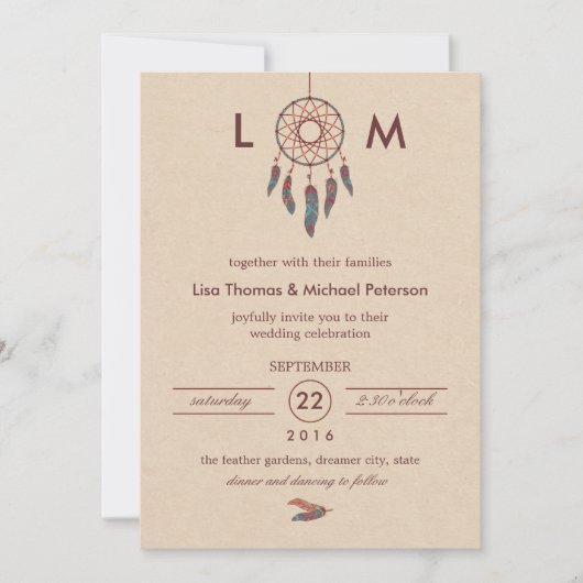 Dream Catcher Wedding Invitation Kaart (Voorkant)