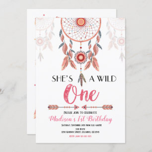 Dream Catcher Wild One 1e verjaardag Uitnodiging