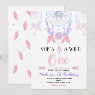 Dream Catcher Wild One 1st Birthday Invitation