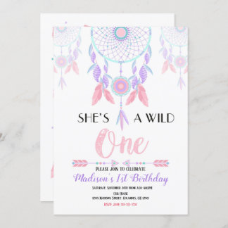 Dream Catcher Wild One 1st Birthday Invitation