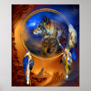 Dream Catcher - Wolf Dreams Art Poster/Print Poster