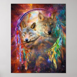 Dream Catcher - Wolf Spirits Art Poster/Print Poster