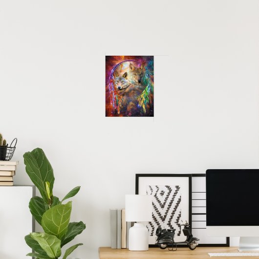 Dream Catcher - Wolf Spirits Poster d'art/Imprimer (Bureau à domicile)