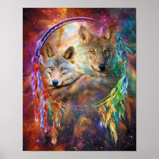 Dream Catcher - Wolf Spirits Poster d'art/Imprimer (Devant)