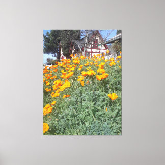 Dream Cottage in a Field of Poppies Canvas Afdruk