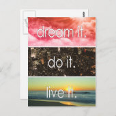 Dream dat het het Motivatie citaat van het Levende Briefkaart (Voorkant / Achterkant)