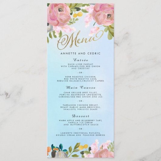 Dream Garden Floral Menu Mariage (Devant)