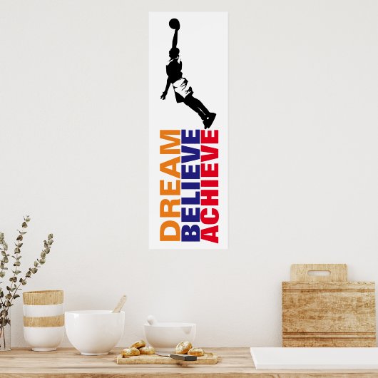 Dream gelooft dat Basketball Pop Art behalen Poster (Keuken)