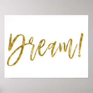 Dream Gold Foil en White Inspirerend Word Poster