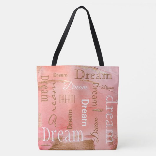 Dream Gold Roos Blush Typography Script Waterverf Draagtas (Voorkant)