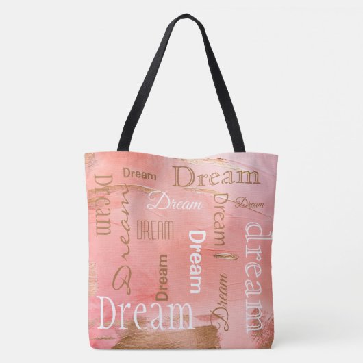 Dream Gold Roos Blush Typography Script Waterverf Draagtas (Achterkant)