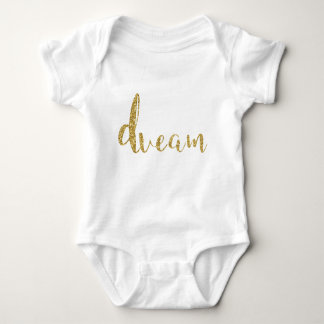 "Dream" Gold Typography Baby Girl Stylish Chic Romper