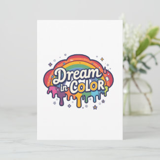 Dream in Color | Rainbow Positive Quote   Kaart