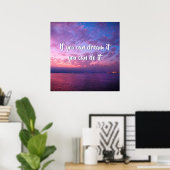 Dream it do it citate Paarse Ocean Sunset Photo Poster (Thuiskantoor)
