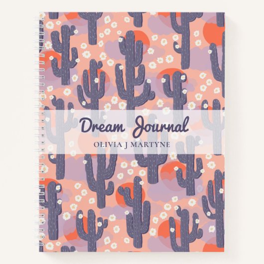 Dream Journal Modern Cactus gepersonaliseerd Notitieboek (Voorkant)