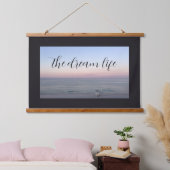 Dream Life Quote Pink Blue Beach Ocean Hangend Wandkleed (Slaapkamer)
