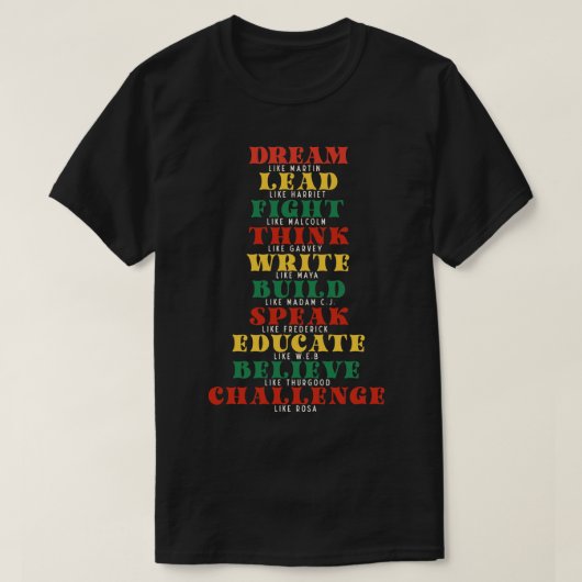 Dream Like BLM Black History Maand T-shirt (Design voorkant)